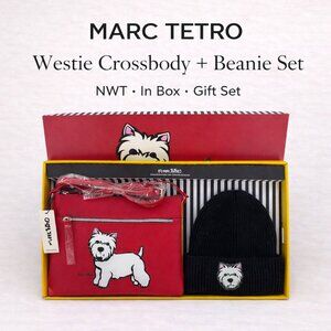 NWT Marc Tetro Westie Crossbody Bag And Beanie Set Red In Box